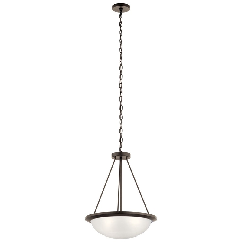 Kichler 52393OZ Three Light Pendant, Olde Bronze