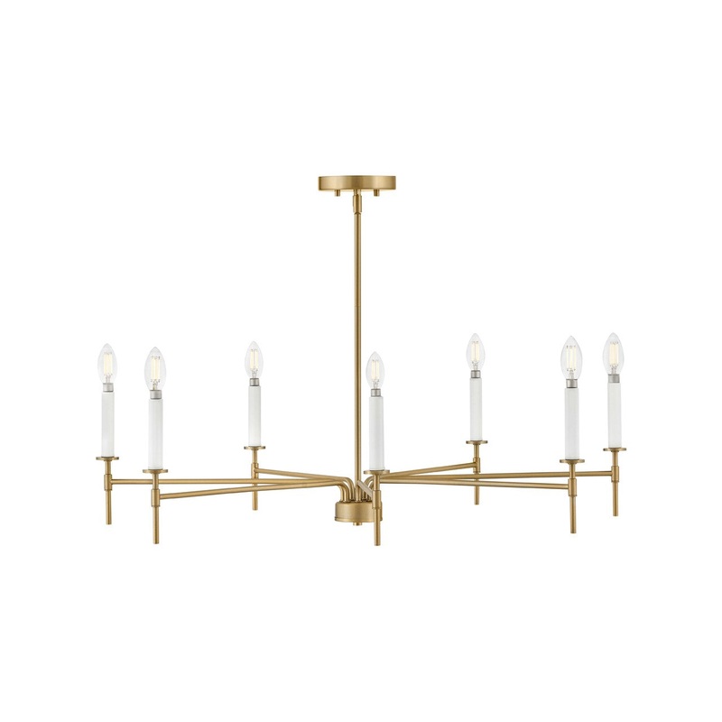 LED Chandelier from the Hux Collection in Lacquered Brass Finish by Lark