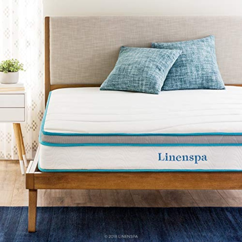 Linenspa Materasso ibrido da 20 centimetri con memory foam e molle interne  Medio Rigido, Una Piazza e mezza, 120 x 190 cm