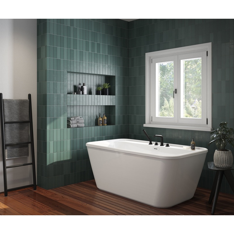 MAAX 106995-000-002-000 Pocono 58 x 32 AcrylX Freestanding Center Drain Bathtub in White with White Skirt