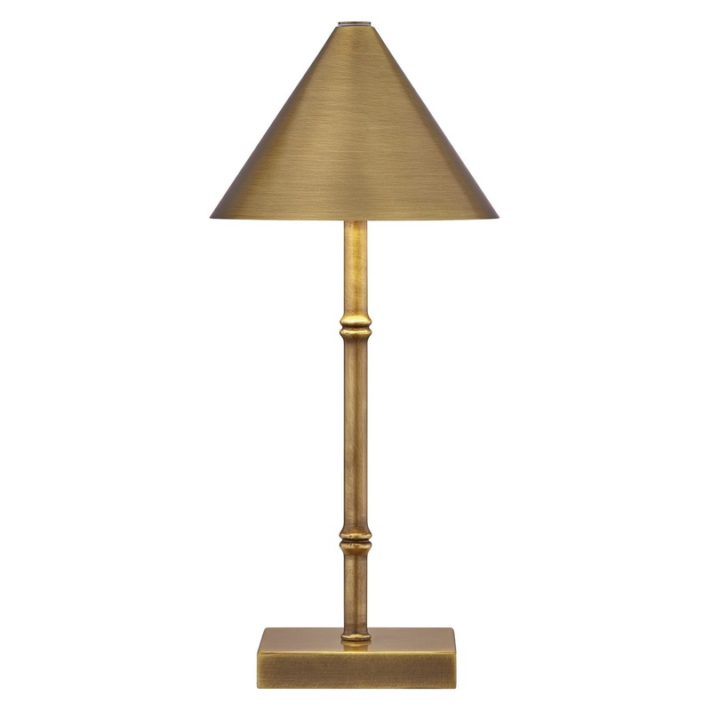 Mae 1-Light Portable Rechargeable LED Table Lamp Brass Bamboo