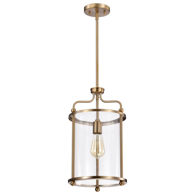 One Light Pendant from the Yorktown Collection in Burnished Brass Finish by Nuvo Lighting