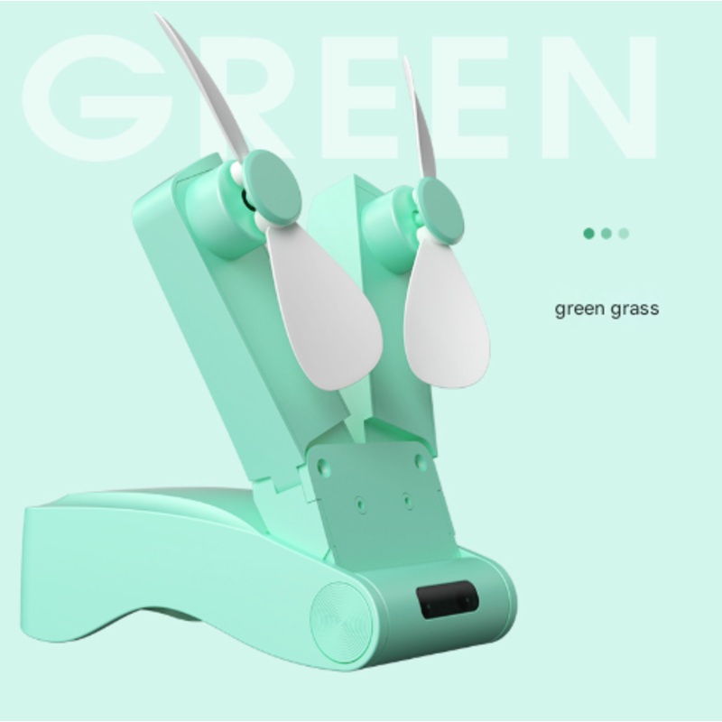 Pink Creative Dual-Head Folding Handheld Fan – USB Rechargeable, 3-Speed Strong Wind, 10.5×4.5x4cm