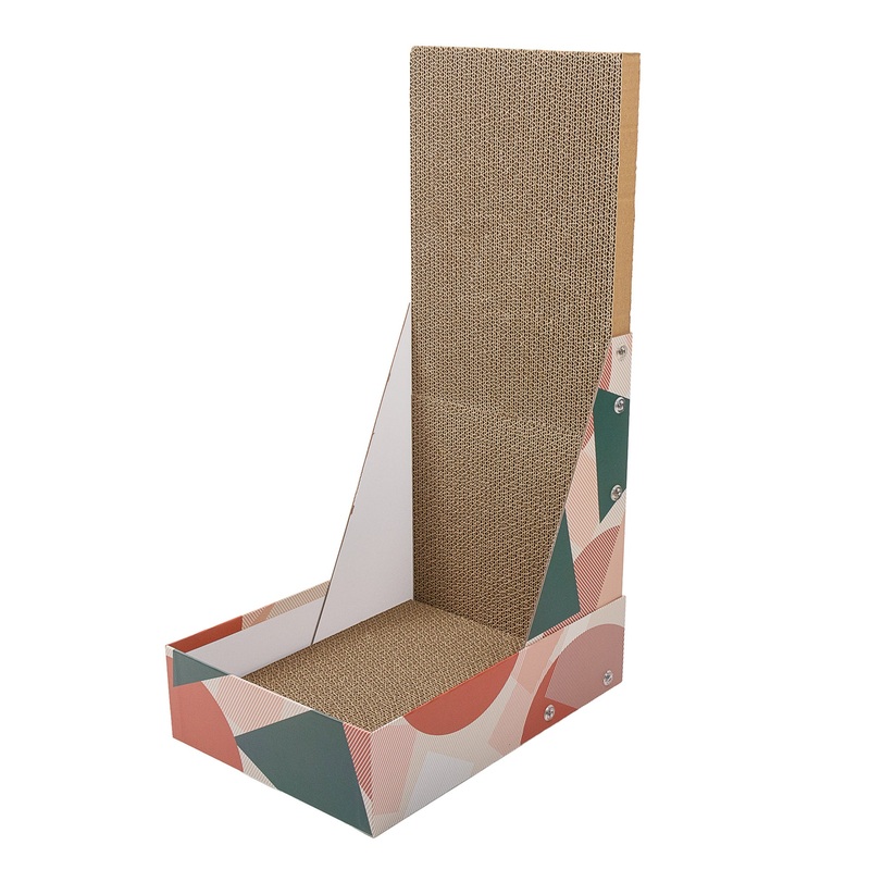 Pop Pattern Cat Scratching Post and Lounge – 350x250x600mm Corrugated Cardboard