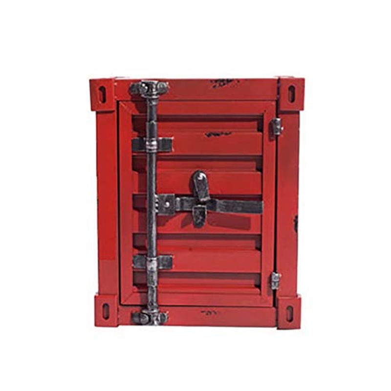 QWERTYUIOP Comodino in Ferro con Contenitore retr con Serratura Armadietto con Cassetti Cassetto con Cassetti Cassetta di Sicurezza Armadietto in Stile Industriale Ferro Battuto (Rosso)