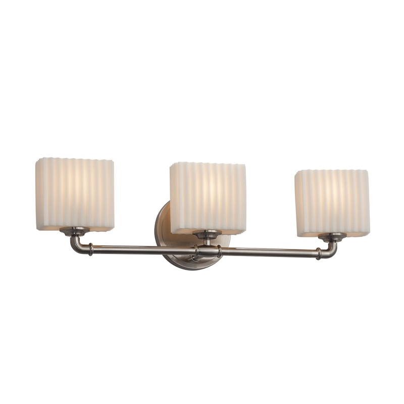 Three Light Bath Bar from the Porcelina Collection in Brushed Nickel Finish by Justice Designs
