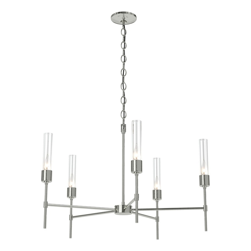 Vela 5-Arm Chandelier Sterling Clear Glass (ZM)