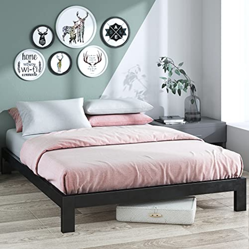 ZINUS Arnav 26 cm Telaio del letto in metallo | Supporto per doghe in legno | Per adulti, bambini e adolescenti | Facile da montare | 80 X 190 cm | Nero