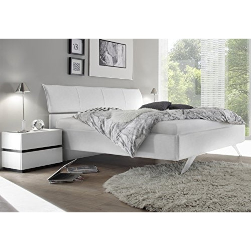 Arredocasagmb.it letto matrimoniale moderno ecopelle BIANCO gambe ferro sospeso camera da letto 160×195 COMI