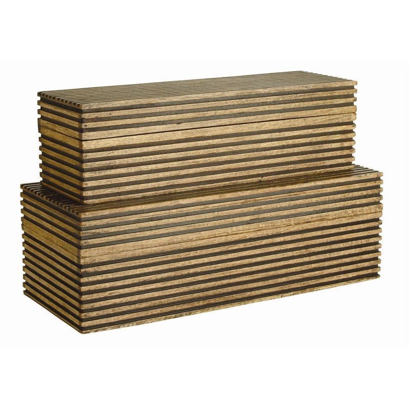 Arteriors 2222 Trinityes Boxes, Set of 2 Light Brown