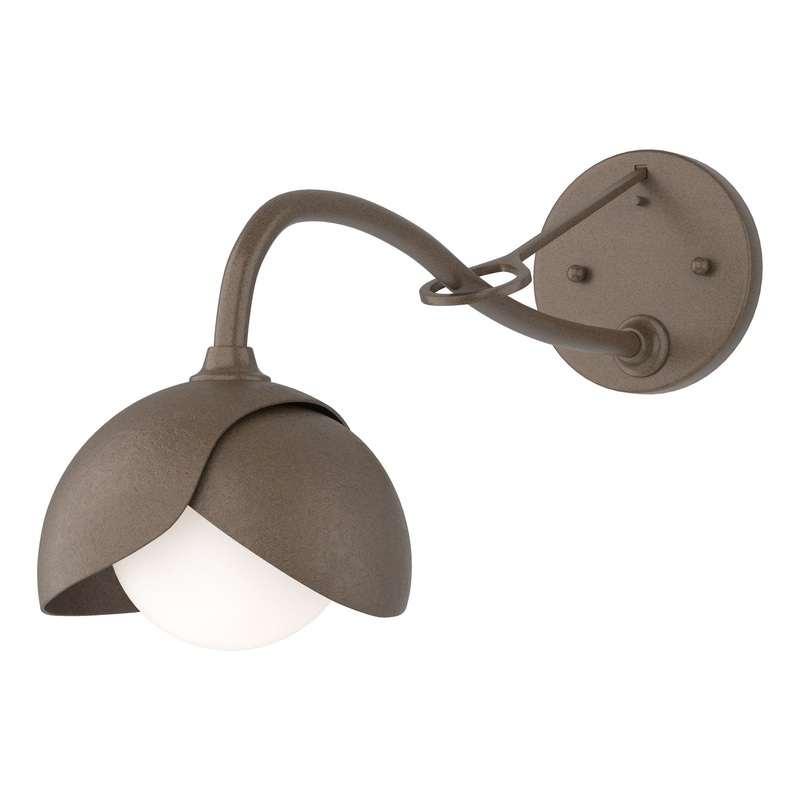 Brooklyn 1-Light Double Shade Long-Arm Sconce Bronze Bronze
