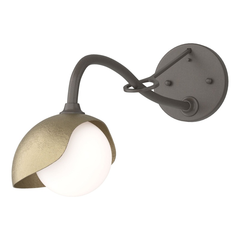 Brooklyn 1-Light Single Shade Long-Arm Sconce Dark Smoke Soft Gold