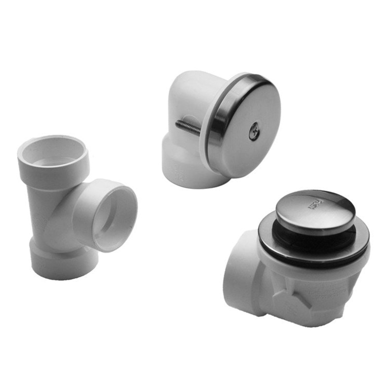 Drain Kit Satin Nickel Brass Includes Toe Control Strainer with 1 Hole Faceplate Half Kit