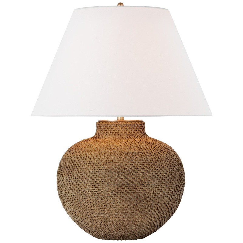 LED Table Lamp from the Avedon Collection in Natural Rattan Finish by Visual Comfort Signature