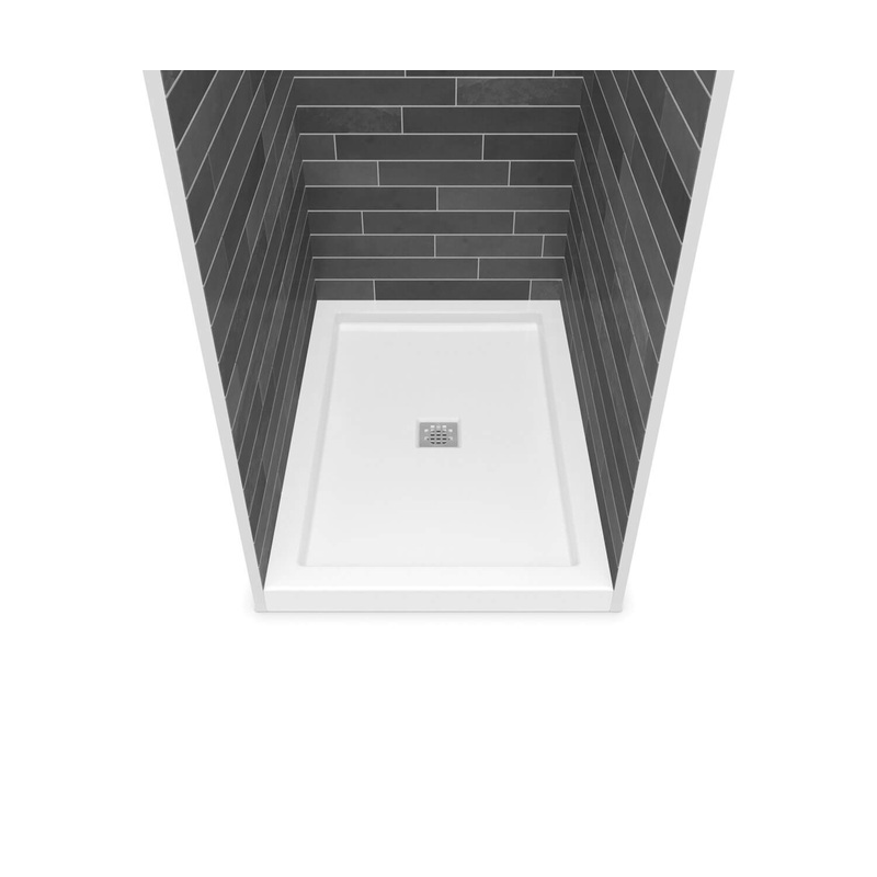 MAAX 420003-504-001-100 B3Square 4836 Acrylic Alcove Deep Shower Base in White with Center Drain