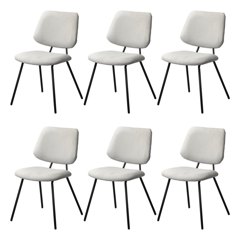 Oikiture 6x Dining Chair Vintage Retro Polyester Padded White