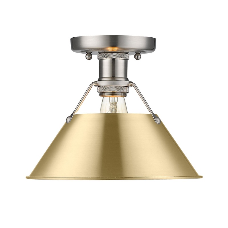 One Light Flush Mount from the Orwell Collection in Pewter Finish by Golden