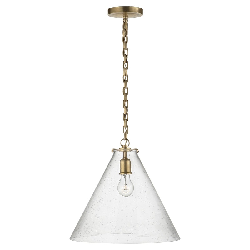 One Light Pendant from the Katie Conical Collection in Hand-Rubbed Antique Brass Finish by Visual Comfort Signature
