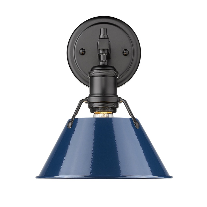 Orwell BLK 1 Light Bath Vanity in Matte Black with Navy Blue Shade