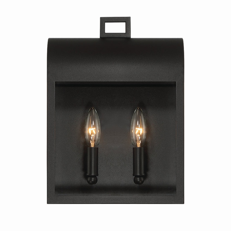 Two Light Outdoor Wall Sconce from the Sawyer Collection in Satin Black Finish by Eurofase