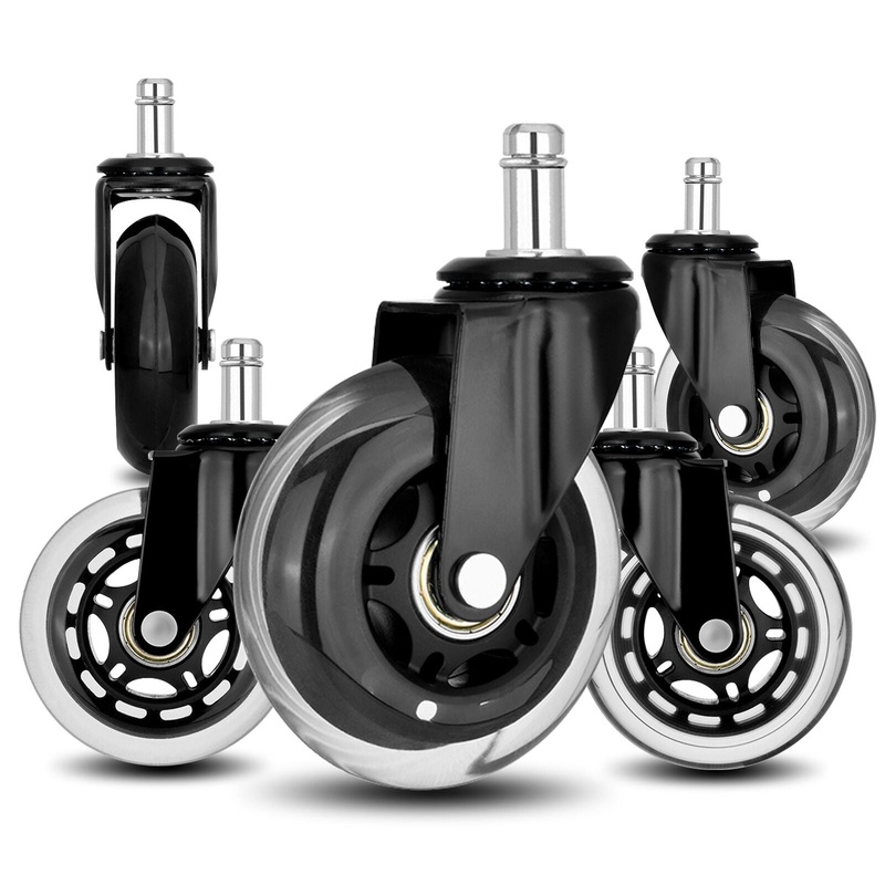 5X 3” Rollerblade Style Wheels Office Chair Casters – Slient Smooth, 11x22mm Stem