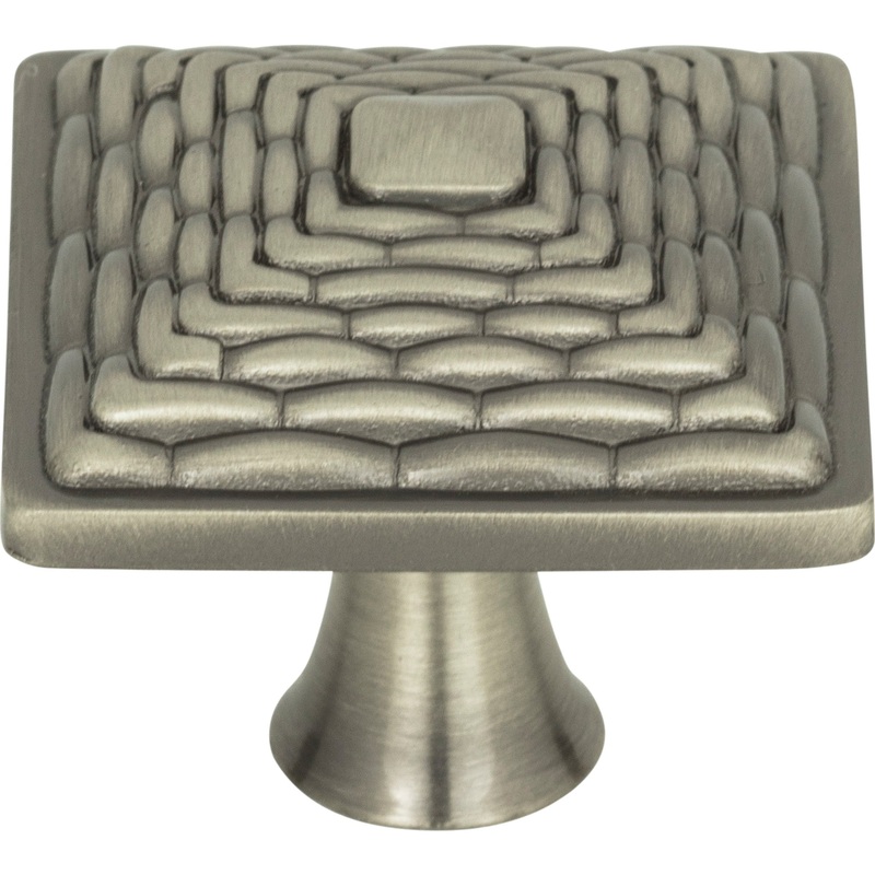 Atlas Homewares Mandalay Square Knob 1 1/4 Inch Brushed Nickel