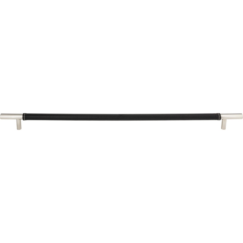 Atlas Homewares Zanzibar Black Appliance Pull 17 Inch (c-c) Leather Polished Chrome