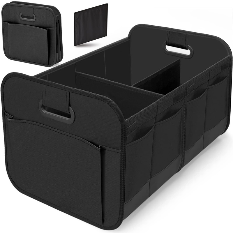 Black Heavy Duty Collapsible Car Boot Organiser – Large 65L Waterproof Trunk Storage Box with Compartments for SUV & Car