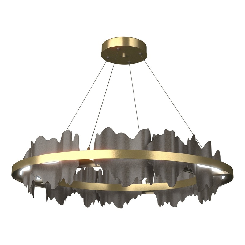 Hildene Circular LED Pendant Modern Brass Dark Smoke