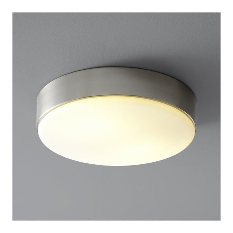 Journey Two-Light 14″ Flush Mount Ceiling Fixture with Acrylic Shade – Satin Nickel