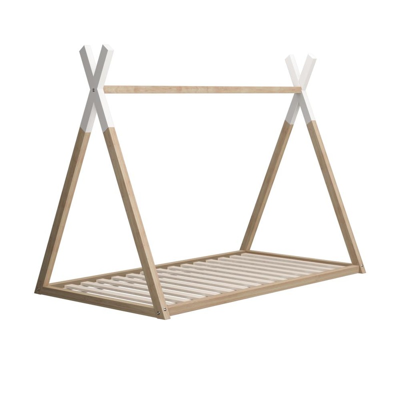 Kids Bed Frame With Single Mattress Set Teepee House Style