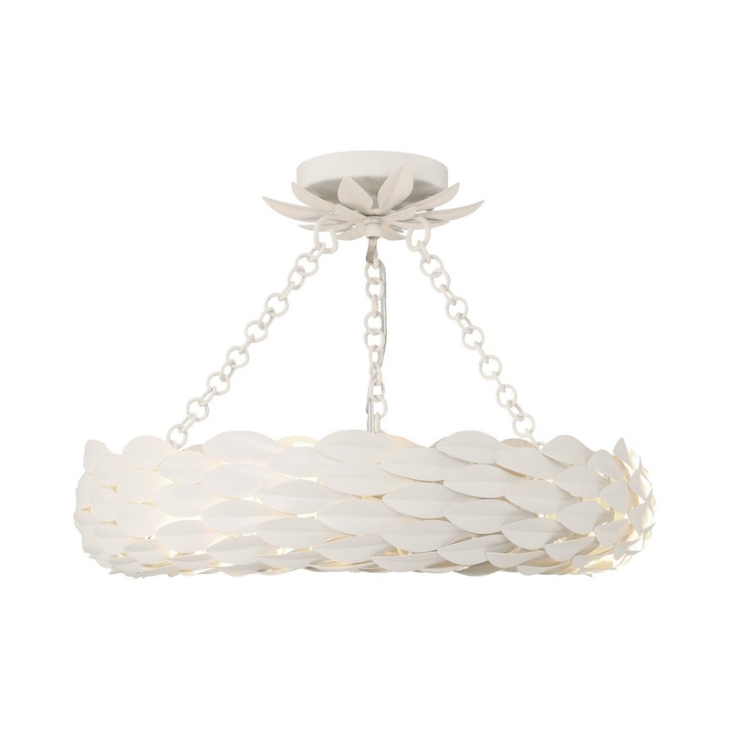 LED Semi Flush Mount from the Broche Collection in Matte White Finish by Crystorama