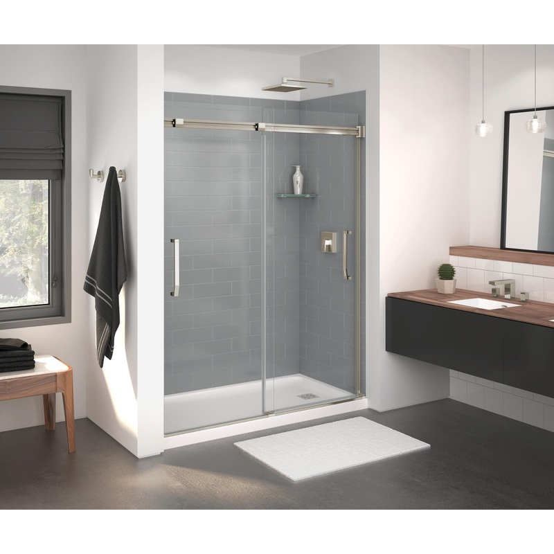 MAAX 138762-900-305-000 Inverto 56-59 x 70 -74 in. 8mm Bypass Shower Door for Alcove Installation with Clear glass in Brushed Nickel