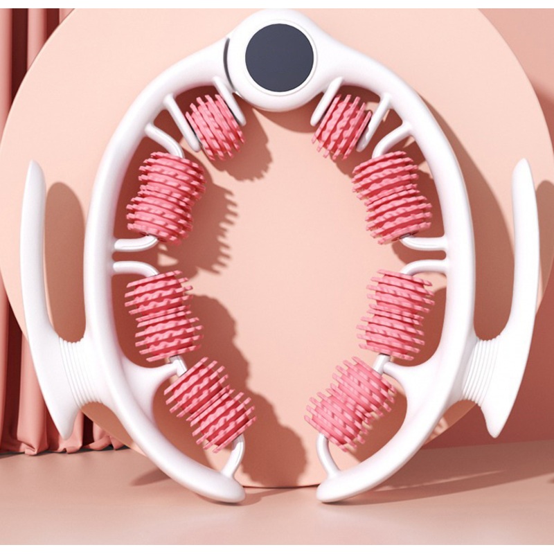 Pink Ergonomic U-Shape Leg Roller 360 Degree Massager for Muscle Relief Fitness Yoga