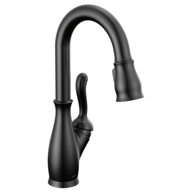 Prep Faucet Leland 8 Inch Spread 1 Lever WaterSense ADA Matte Black High Arc Pull Down 360 Degree Swivel 1 Hole