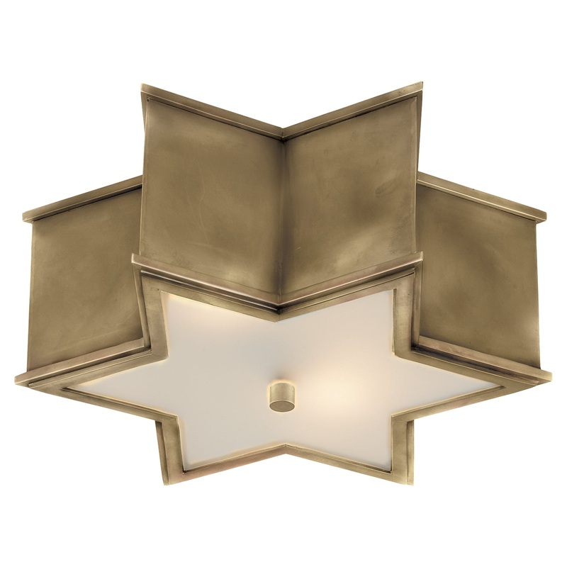 Two Light Flush Mount from the Sophia Collection in Natural Brass Finish by Visual Comfort Signature