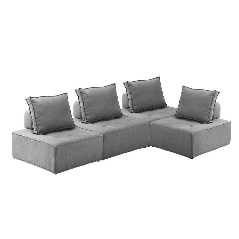 4PCS Modular Armless Sofa Linen Grey