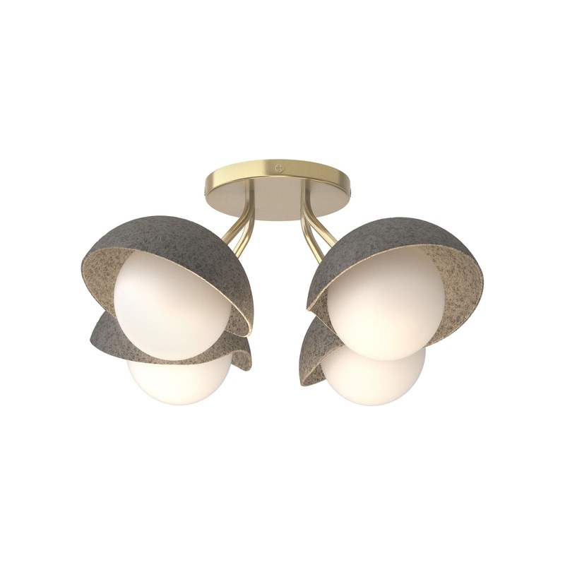 Brooklyn 4-Light Single Shade Semi-Flush Modern Brass Natural Iron