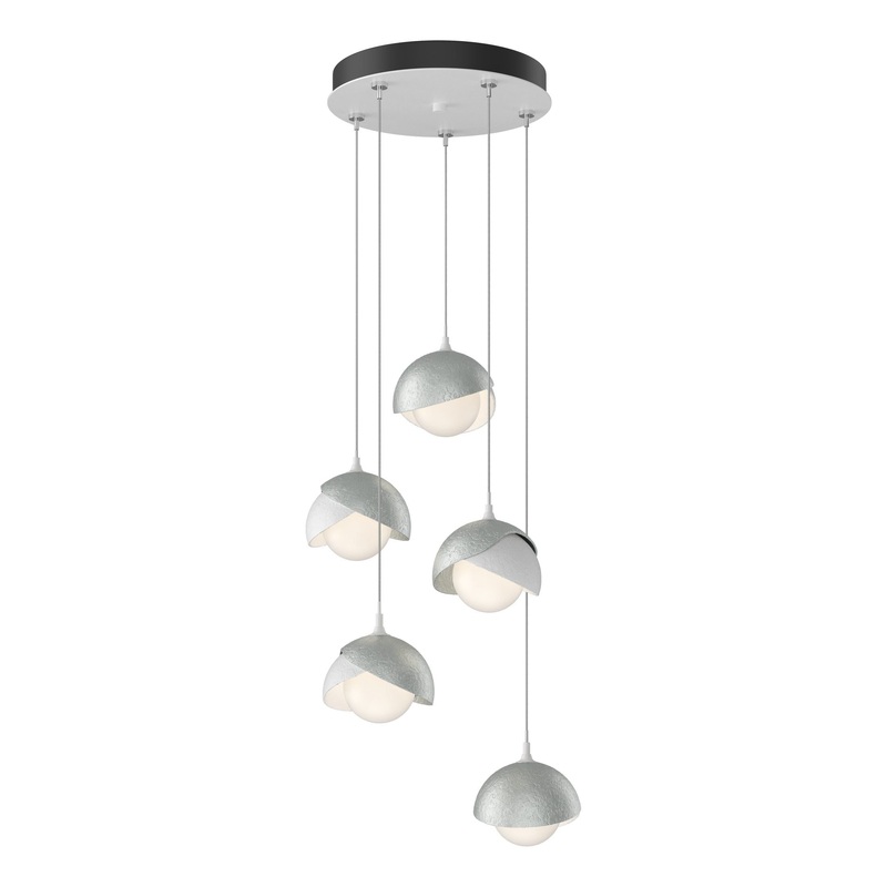 Brooklyn 5-Light Double Shade Pendant White Vintage Platinum