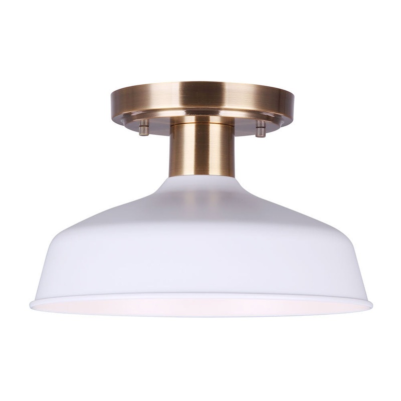 Canarm ISF1055A01GDW Bello One Light Semi Flush Mount Gold And White