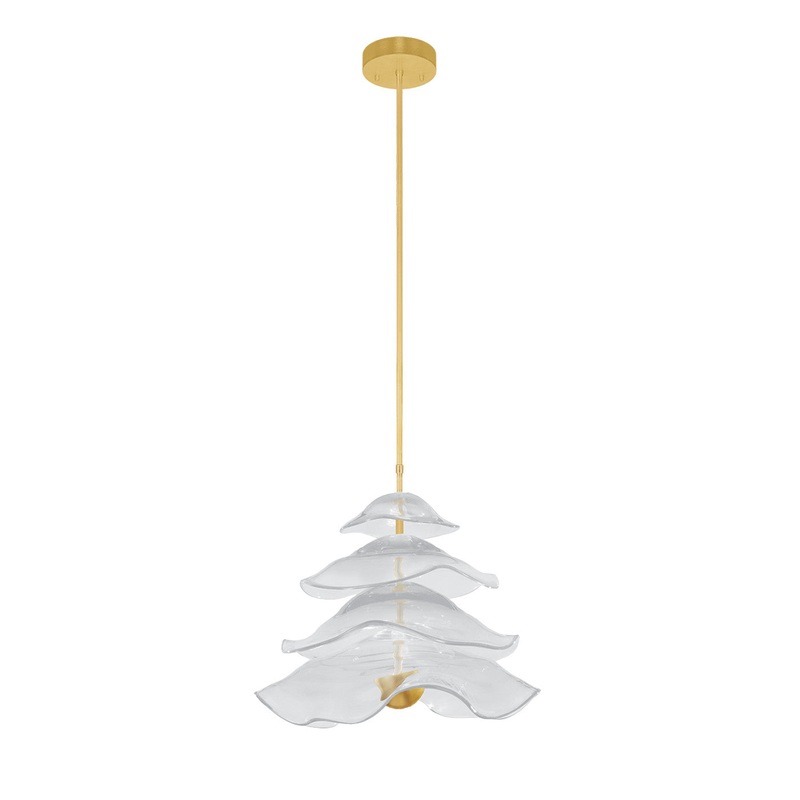 Embark 20″W Round Pendant Gold Leaf/Clear