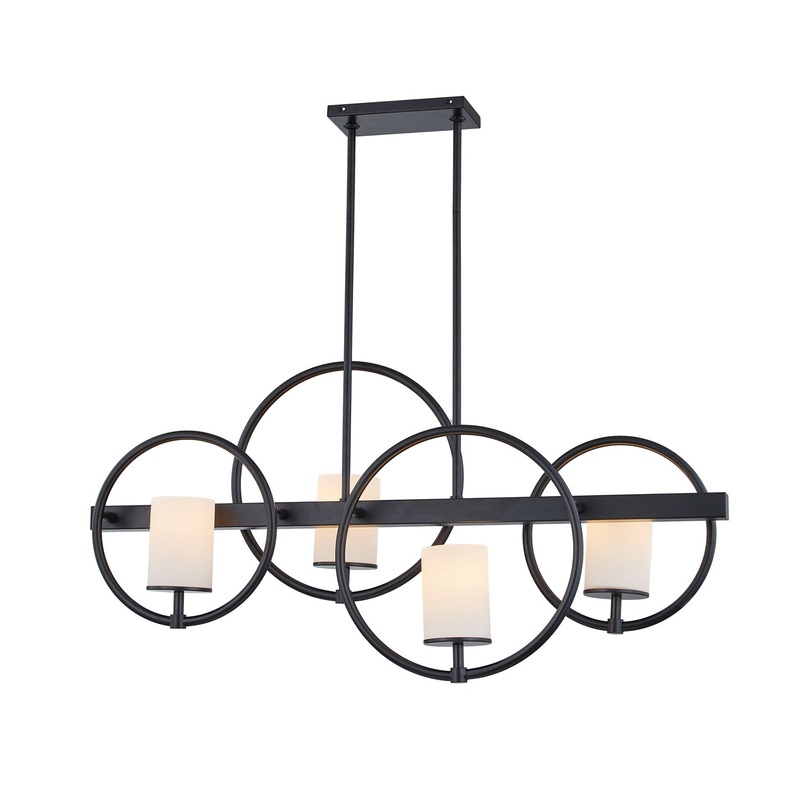 Four Light Island Chandelier from the Cirque Collection in Matte Black Finish by Justice Designs