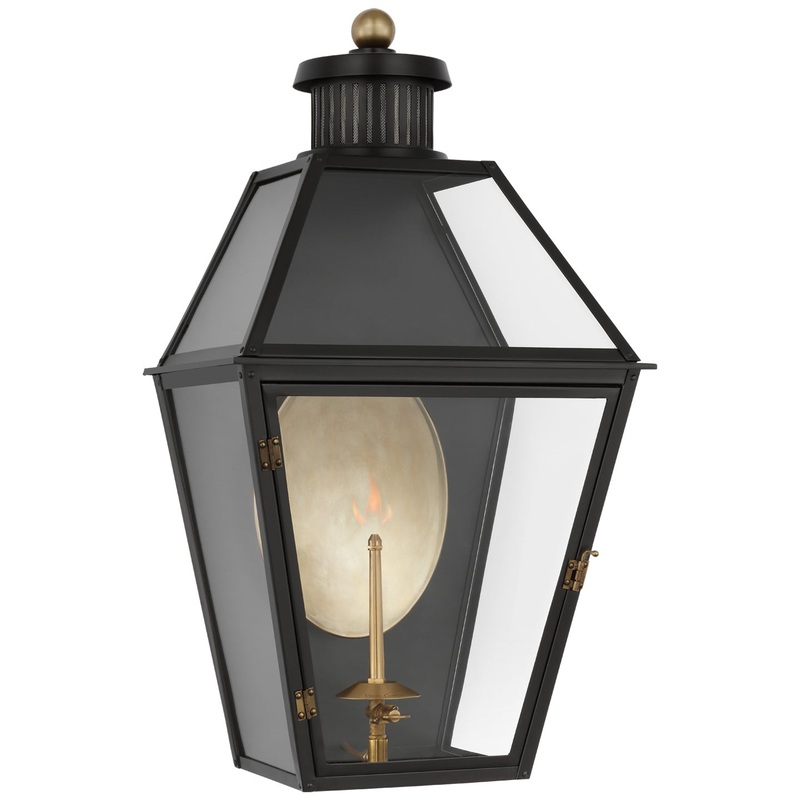 Gas Wall Lantern from the Stratford Gas Collection in Matte Black Finish by Visual Comfort Signature