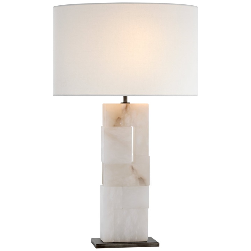 LED Table Lamp from the Ashlar Collection in Alabaster and Bronze Finish by Visual Comfort Signature
