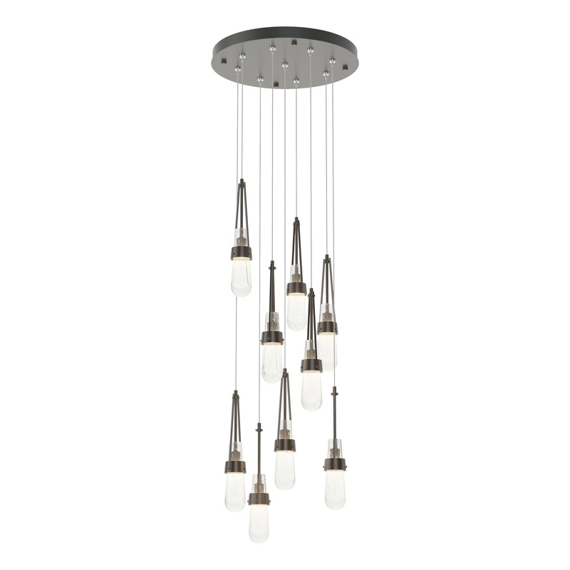 Link 9-Light Blown Glass Pendant Oil Rubbed Bronze Clear Bubble Glass (YG)