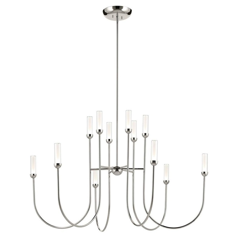 Moraine 50″ LED 12-Light 2-Tier Chandelier Polished Nickel