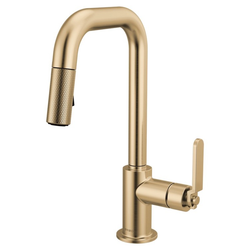 Prep Faucet Litze 1 Industrial Handle ADA Brilliance Luxe Gold Pull Down Dual Function Square 360 DEG Swivel 1.8 Gallons per Minute