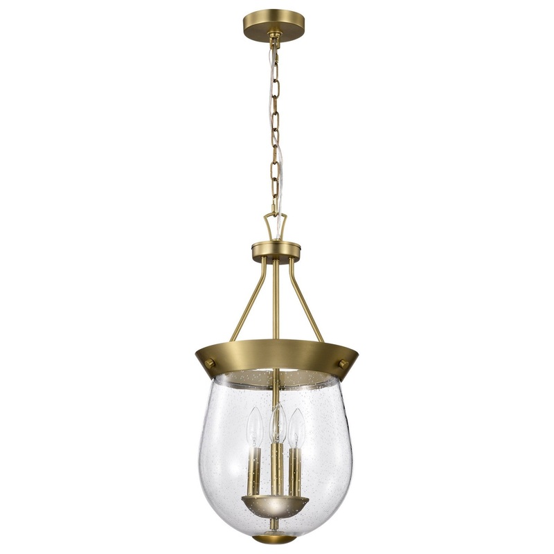 Three Light Pendant from the Boliver Collection in Vintage Brass Finish by Nuvo Lighting