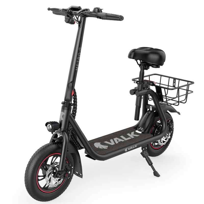 VALK Electric Scooter with Seat, Disc brakes, 12″ Tyres, Motorised eScooter for Adults Teens Commuter