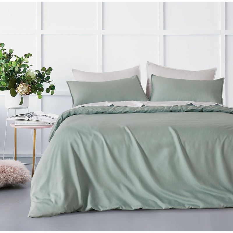 Bamboo Microfibre Quilt Cover Set – Sage Green – King